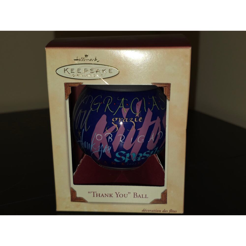 Vintage 2002 Hallmark Christmas Thank You Ball Ornament Keepsake - 9 Languages - Picture 1 of 3
